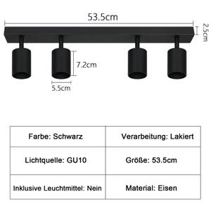 Deckenleuchte Glanz 4-flammig Schwarz