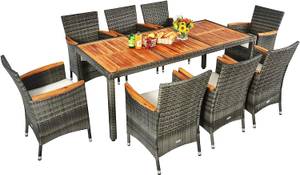 Rattan Sitzgruppe (9er Set) Grau - Rattan