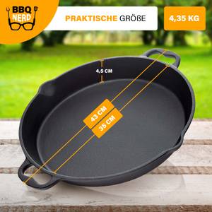 Poêle à griller en fonte Ø35cm 4550g Noir - Métal - 37 x 6 x 38 cm