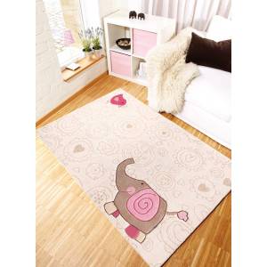 Kinderteppich Happy Zoo Elephant Weiß - Textil - 120 x 10 x 180 cm