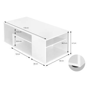 Table basse 110x50x41cm Blanc Blanc - Bois manufacturé - 50 x 41 x 110 cm