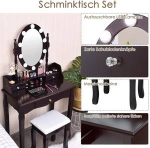 Schminktisch mit Hocker Braun - Holzwerkstoff - 40 x 144 x 70 cm