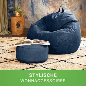 Pouf d'intérieur "Home Linen" + tabouret Bleu