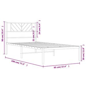 Metall Bettgestell 3032043-1 Schwarz - 95 x 196 cm