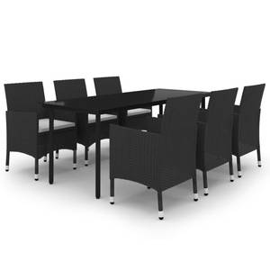 Garten-Essgruppe (7-teilig) 3013433-5 Schwarz - Weiß - Metall - Polyrattan - 100 x 74 x 200 cm