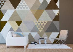 Fototapete grafische Dreiecke Beige - Naturfaser - Textil - 360 x 254 x 254 cm