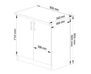 Küchenschrank LIMA 80 2T Braun - Weiß - Holzwerkstoff - 80 x 82 x 45 cm