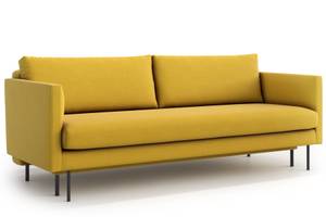 Salma 3-Sitzer-Sofa mit Schlaffunktion Gelb - Holzwerkstoff - Massivholz - Textil - Holzart/Dekor - Holz teilmassiv - 211 x 88 x 95 cm