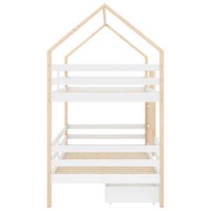 Etagenbett HomeyZoom Ⅰ Beige - Weiß - Holzwerkstoff - Massivholz - Holzart/Dekor - 97 x 206 x 206 cm