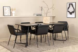 Essgruppe Pippi 2 (7-teilig) Schwarz - Massivholz - 90 x 75 x 190 cm