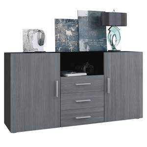 Sideboard Skadu Schwarz - Pinie Anthrazit Dekor