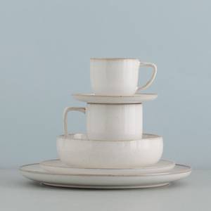 Tasse Mit Untertasse Inaya Beige - Stein - 14 x 7 x 14 cm