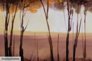 Tableau peint à la main Sous le Soleil Noir - Orange - Bois massif - Textile - 150 x 50 x 4 cm
