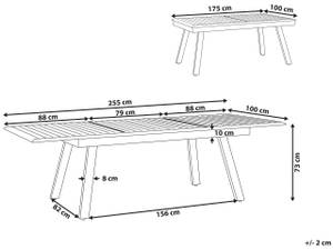 Table de jardin PERETA Gris - Blanc - Métal - 100 x 73 x 175 cm