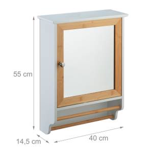 Spiegelschrank mit Handtuchhalterung Braun - Weiß - Bambus - Holzwerkstoff - Glas - 40 x 55 x 15 cm
