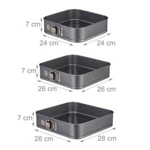 Quadratische Springform im 3er Set Grau - Metall - 28 x 7 x 28 cm