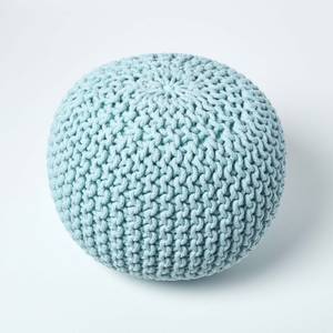 Runder Strickpouf 100% Baumwolle Pastellblau