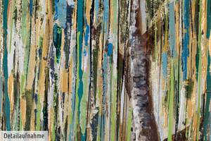 Tableau peint Murmure du saule pleureur Vert - Bois massif - Textile - 80 x 80 x 4 cm