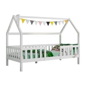 Hausbett Kinderbett Thalassas Ⅴ Braun - Weiß - Holzwerkstoff - Metall - Massivholz - Holzart/Dekor - 97 x 151 x 206 cm