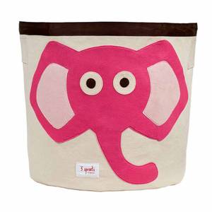 Aufbewahrungskorb Elefant pink Beige - Textil - 43 x 45 x 43 cm