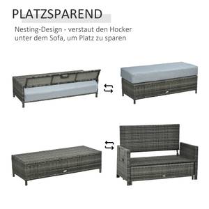 Rattan-Liege-Set 862-012GY Grau - Polyrattan - 72 x 96 x 130 cm