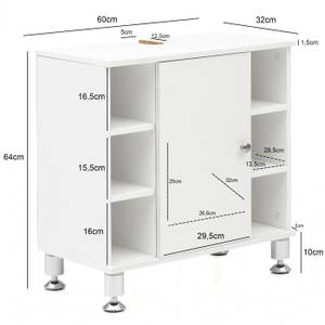 Waschbeckenschrank KA5400 Weiß - Holz teilmassiv - 60 x 64 x 32 cm