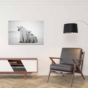 Tableau animaux family polar bear 120 x 80 cm - Verre