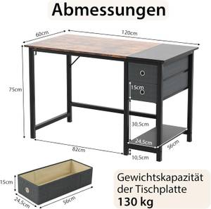 Schreibtisch ON32850NZ Braun - Holzwerkstoff - 60 x 75 x 120 cm