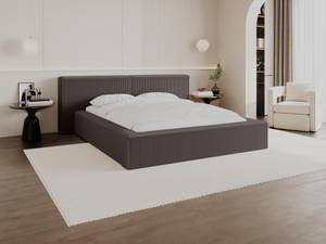 Bett mit Bettkasten TIMANO Grau - Textil - 249 x 90 x 206 cm