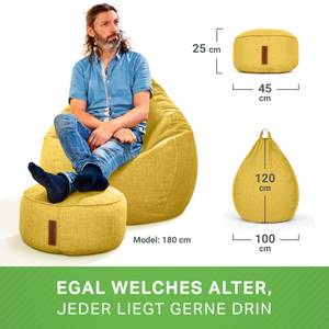 Indoor Sitzsack XXL "Home Linen“+Hocker Gelb