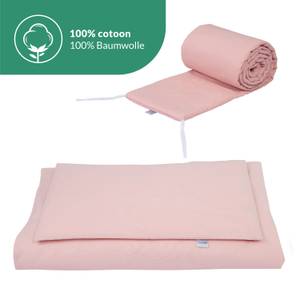 Babybett NATUR - 7in1 mit Matratze Pink - Massivholz - 78 x 81 x 128 cm