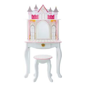 Kinder Schloss Schminktisch Mit Hocker Weiß - Kunststoff - Massivholz - 32 x 119 x 60 cm