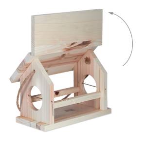 Vogelfutterhaus aus Naturholz Braun - Holzwerkstoff - Metall - Kunststoff - 31 x 24 x 20 cm