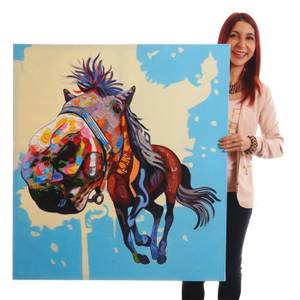 Ölgemälde Pferd Textil - 90 x 100 x 3 cm