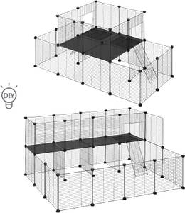 Kleintiergehege Braison Schwarz - Metall - Kunststoff - 145 x 72 x 108 cm