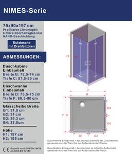 Eckeinstieg Falttür Nano Sicherheitsglas 75 x 90 cm