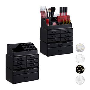 2x Organiseurs maquillage 8 tiroirs noir Noir