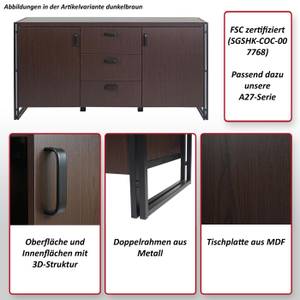 Sideboard A27 Schwarz - Wildeiche Dekor