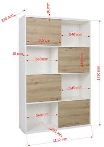 Bücherregal KORA Weiß - Holzwerkstoff - 115 x 179 x 37 cm