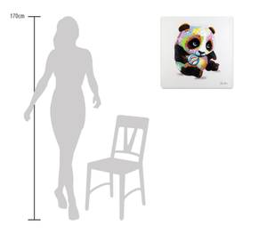 Acrylbild handgemalt Spielender Panda Massivholz - Textil - 60 x 60 x 4 cm