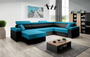 Ecksofa FLORRI U Schwarz - Blau