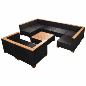 Gartenmöbel-Set Schwarz - Metall - Polyrattan - 74 x 29 x 74 cm