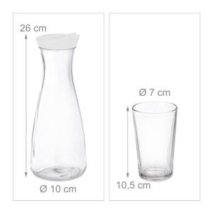 Carafe à eau avec verres Blanc - Verre - Matière plastique - 10 x 26 x 10 cm