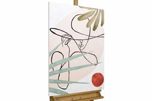 Tableau peint Thoughts of Desire Beige - Blanc - Bois massif - Textile - 60 x 90 x 4 cm