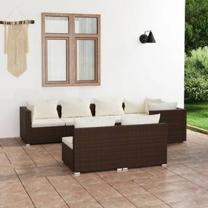 Salon de jardin (lot de 7) 3013637-11 Marron - Blanc - Métal - Polyrotin - 70 x 61 x 70 cm