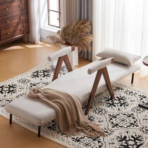 Dione Ⅱ chaise longue Beige - Métal - Bois massif - Textile - Bois/Imitation - 64 x 81 x 74 cm