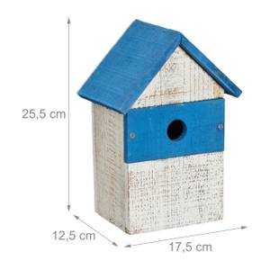 Nichoir à oiseaux décoratif look simple Bleu - Blanc - Bois manufacturé - 18 x 26 x 13 cm