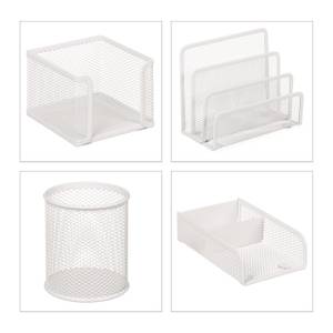 Schreibtisch Organizer Set 4-teilig Weiß - Metall - 18 x 14 x 8 cm