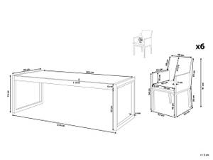 Set de salle à manger BACOLI Gris - Blanc - Métal - 210 x 91 x 90 cm