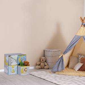 Kinderregal mit Boxen Blau - Grau - Gelb - Holzwerkstoff - Papier - Textil - 61 x 60 x 30 cm